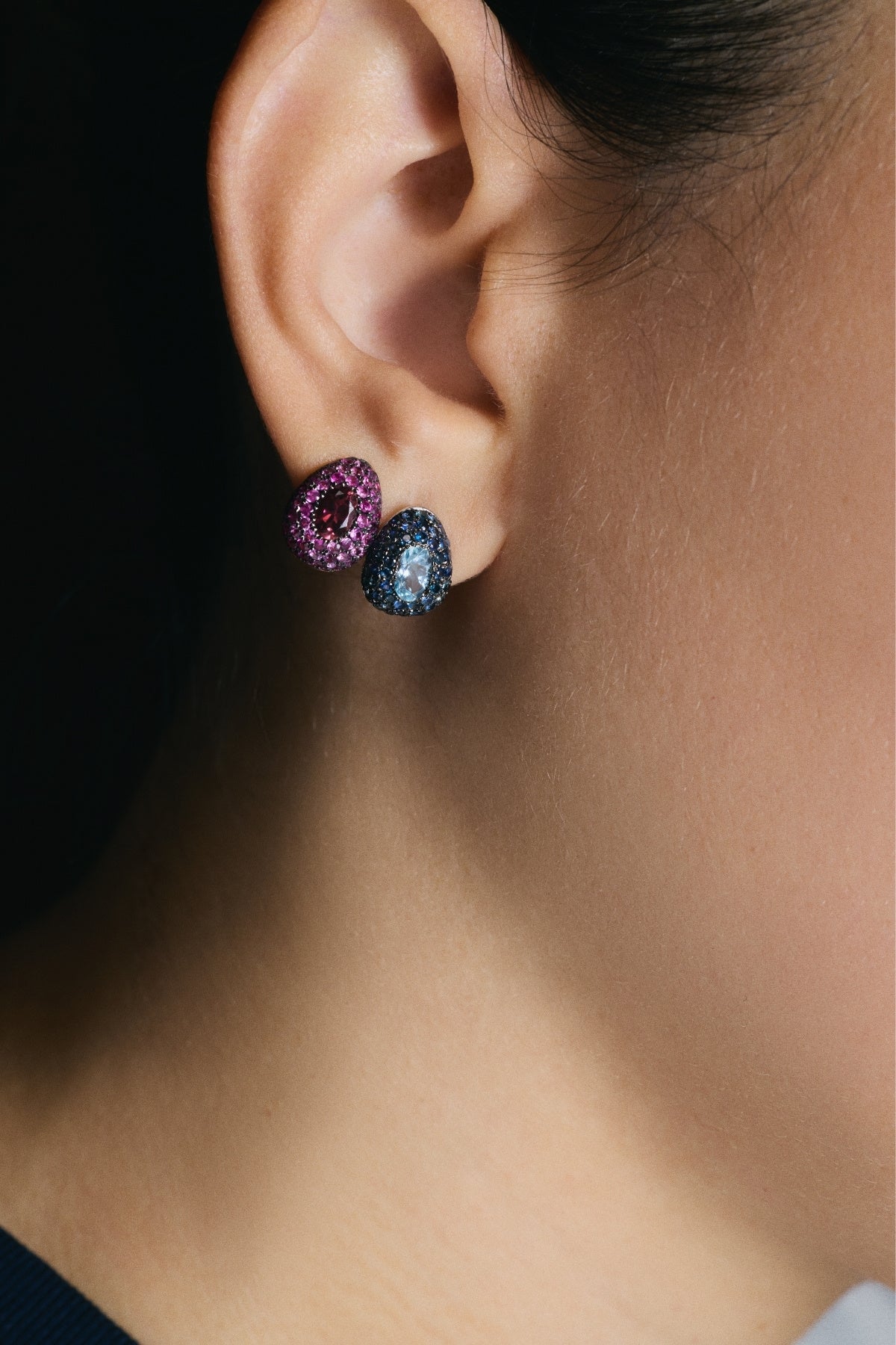 Yellow Gold, Sapphire and Tourmaline Earrings-Aponine-Boyds Philadelphia