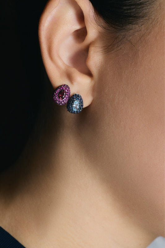 Yellow Gold, Sapphire and Tourmaline Earrings-Aponine-Boyds Philadelphia