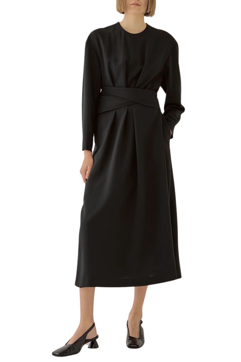 Claire Wrap Waist Dress, Black / S Claire Wrap Waist Dress, Black / S