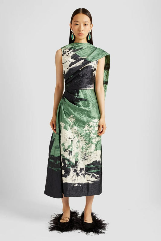 Draped Scarf Midi Dress-ERDEM-Boyds Philadelphia