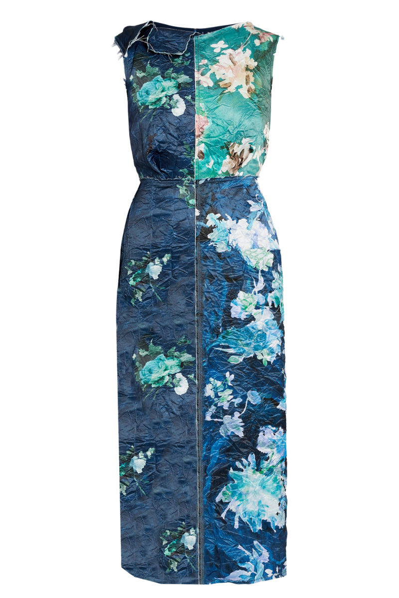 Floral Print Textured Midi Dress by ERDEM Floral Print Textured Midi Dress by ERDEM