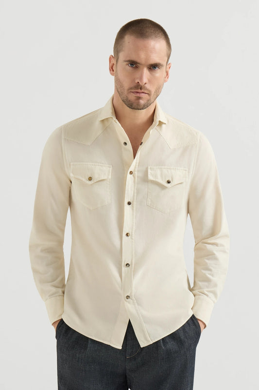 Garment-Dyed Western Shirt-Brunello Cucinelli-Boyds Philadelphia