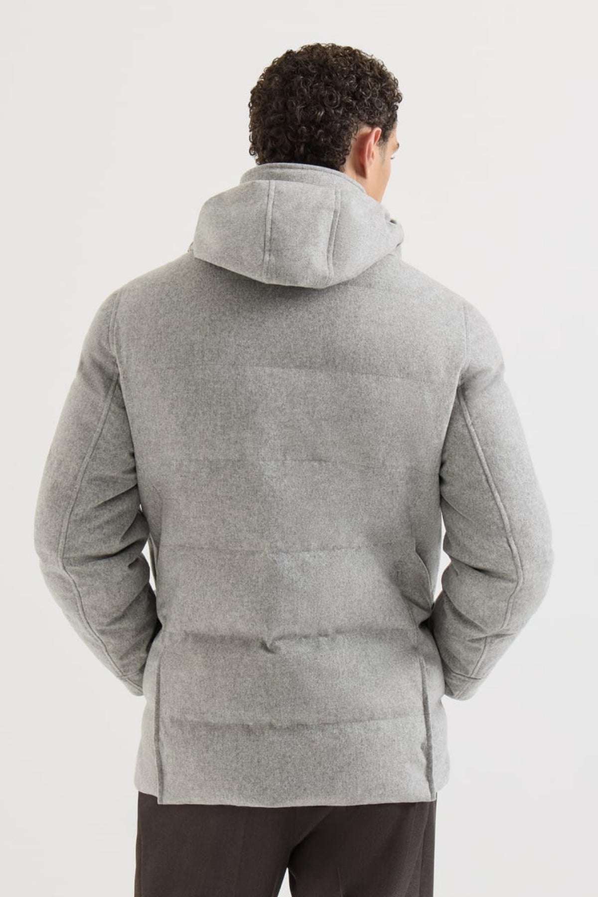 Wool Flannel Down Parka with Detachable Hood