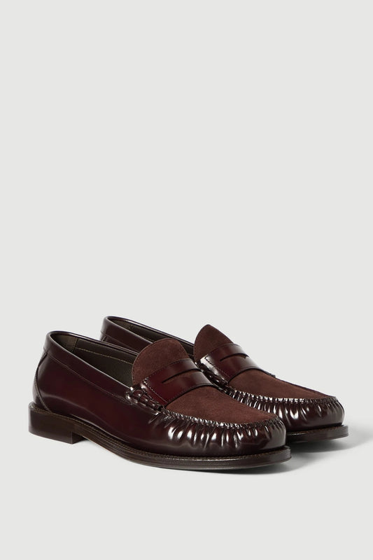 Polished Calfskin and Suede Loafers-Brunello Cucinelli-Boyds Philadelphia