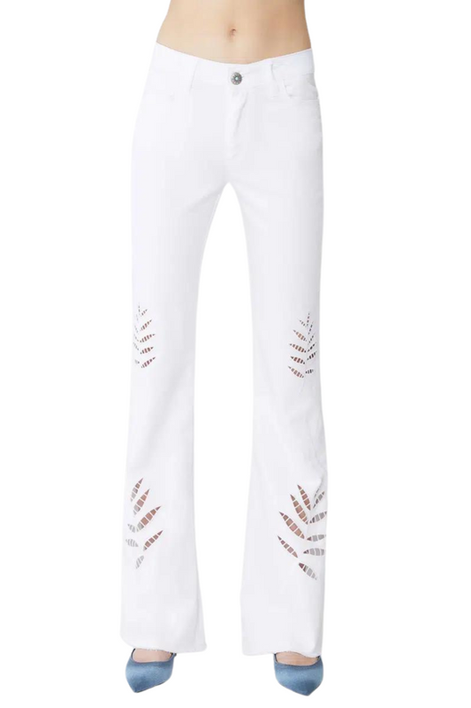 Palm Embroidered Bootcut Denim