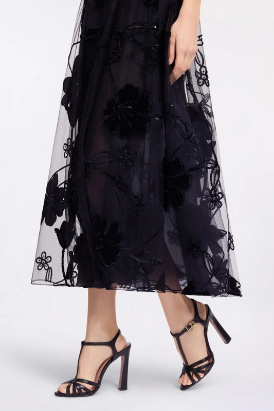 Velvet Embroidered Midi Dress-ELIE SAAB-Boyds Philadelphia
