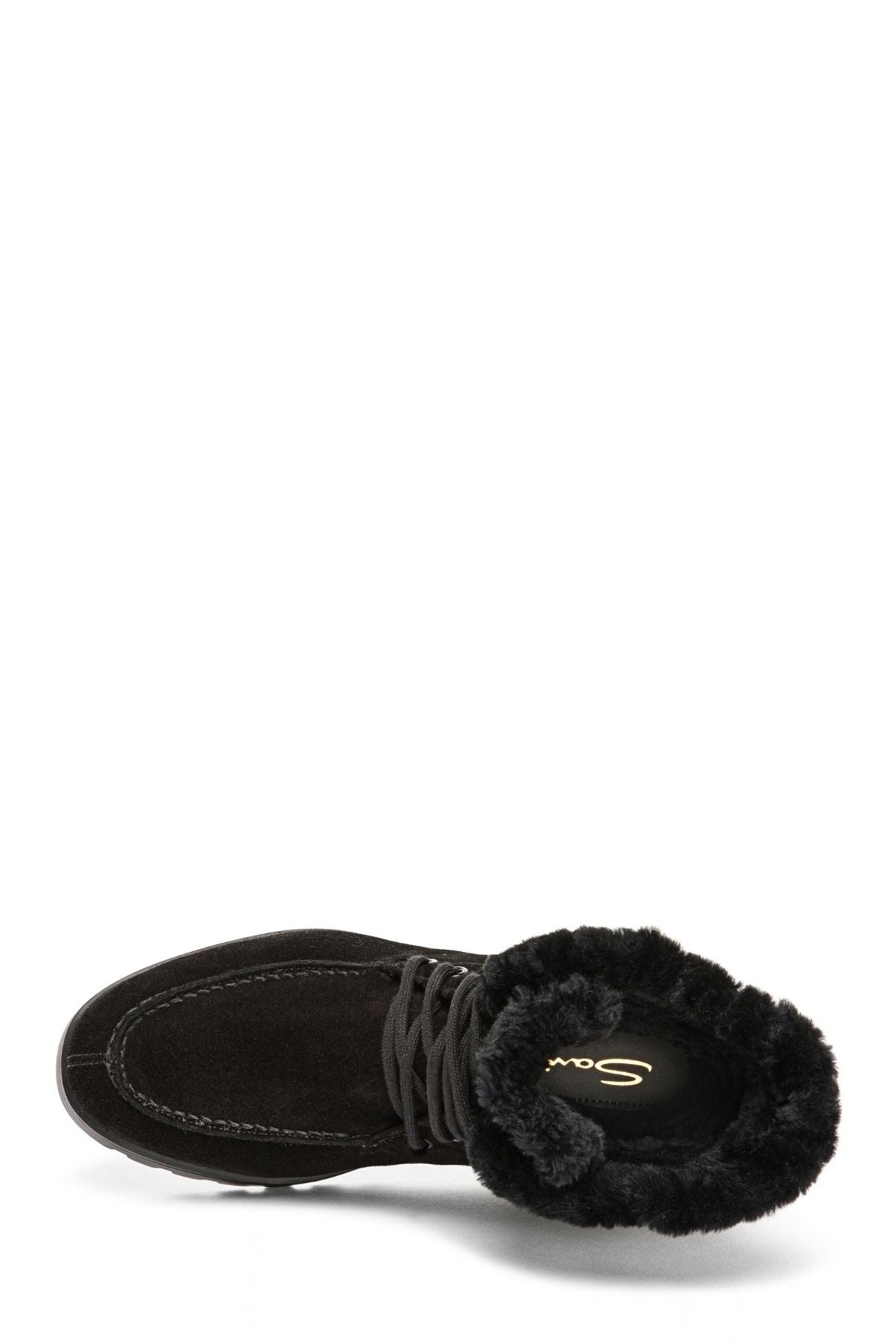 Lug Sole Shearling Lined Lace Up Bootie