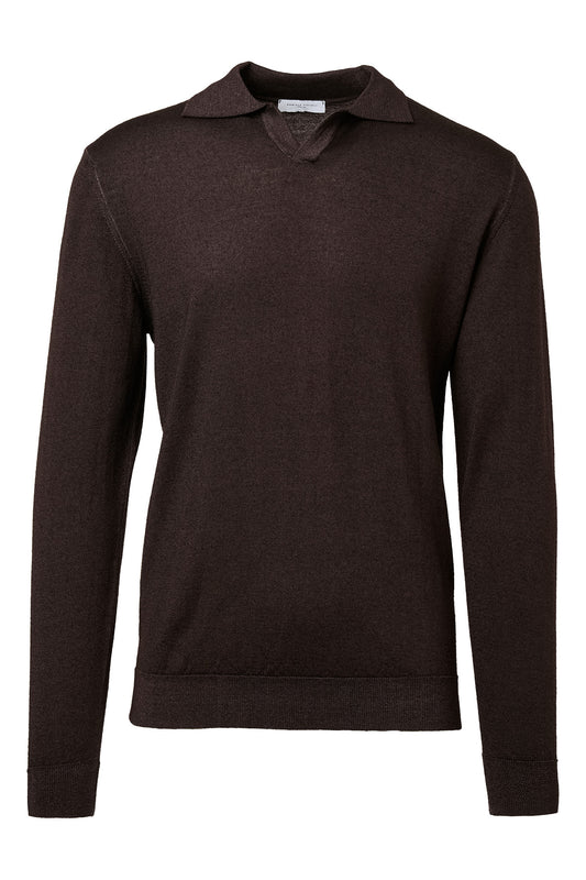 Washed Wool Johnny Collar Polo Sweater-Daniele Fiesoli-Boyds Philadelphia