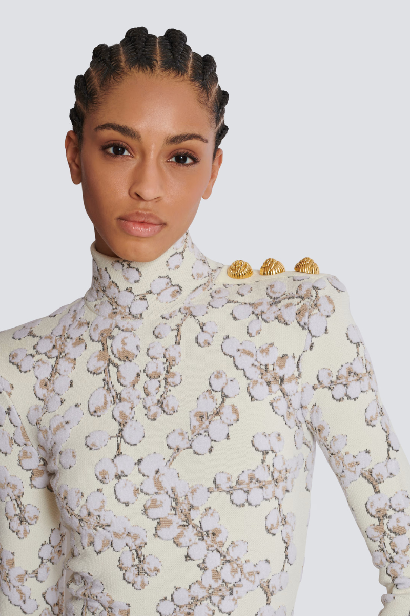 Redcurrant Jacquard Knit Dress-Balmain-Boyds Philadelphia