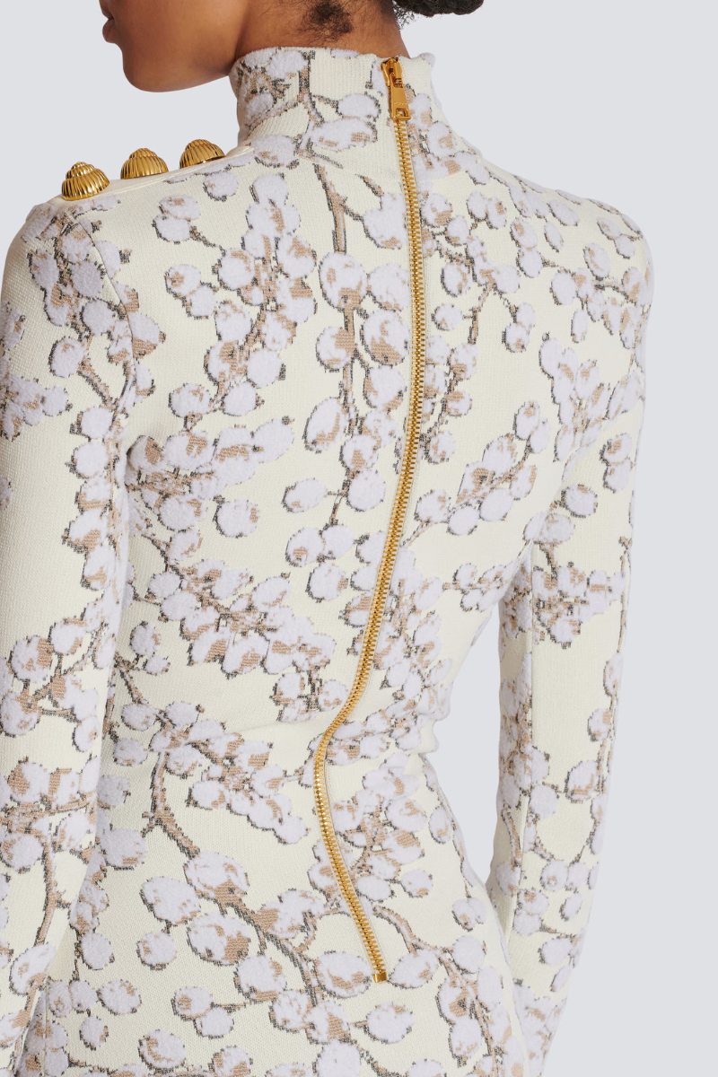 Redcurrant Jacquard Knit Dress-Balmain-Boyds Philadelphia