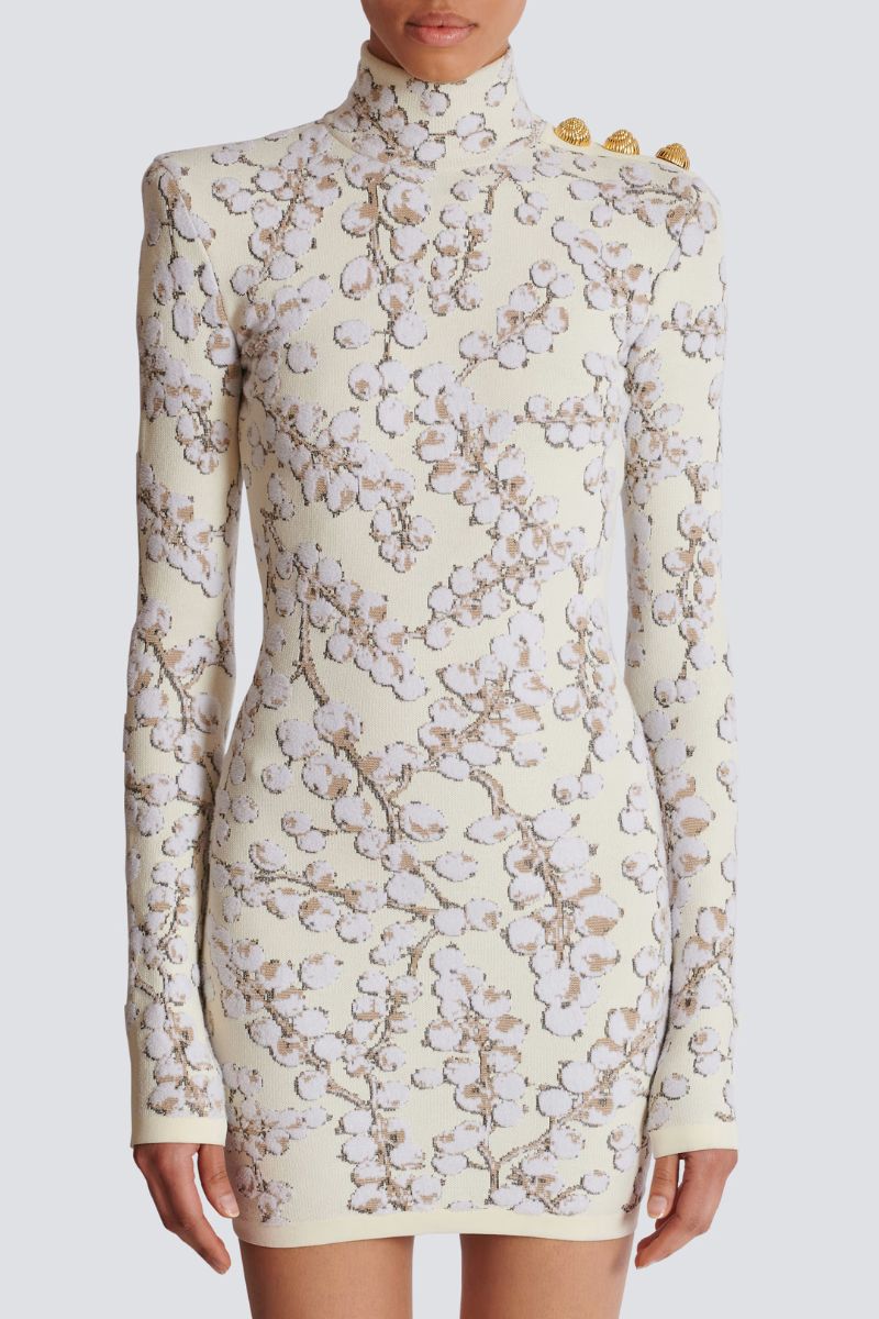 Redcurrant Jacquard Knit Dress-Balmain-Boyds Philadelphia