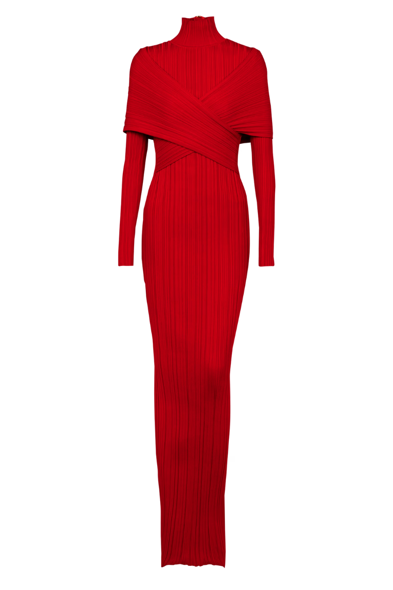 Long Pleated Knit Dress by Balmain Long Pleated Knit Dress by Balmain
