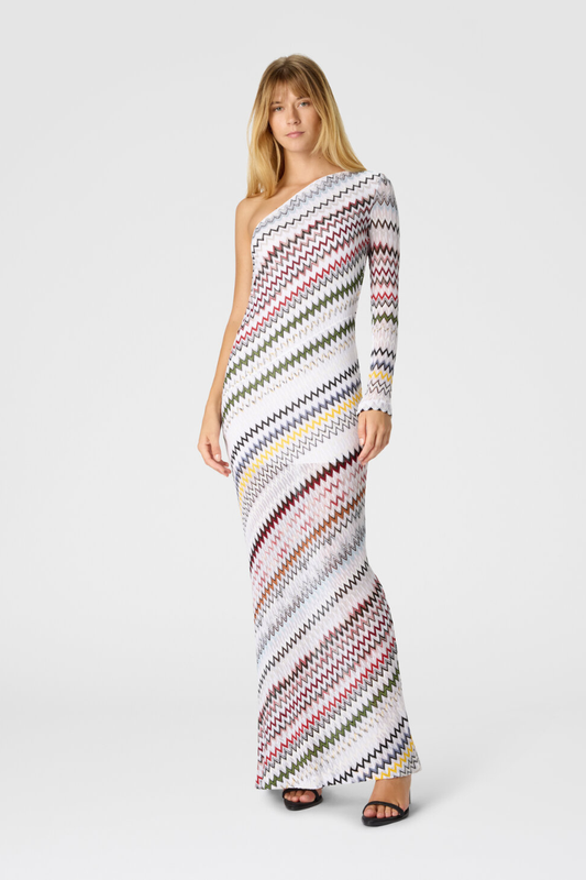 One-Shoulder Micro Chevron Gown-Missoni-Boyds Philadelphia