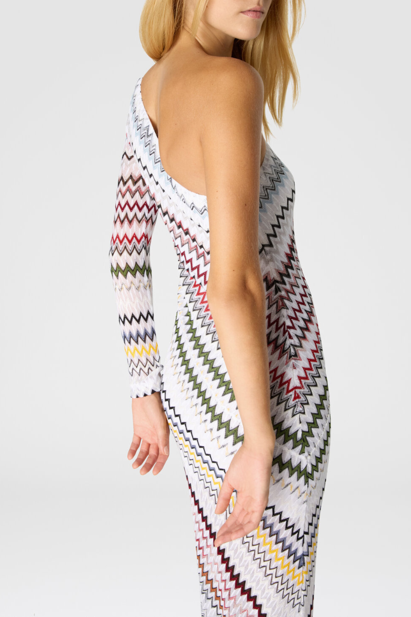 One-Shoulder Micro Chevron Gown-Missoni-Boyds Philadelphia
