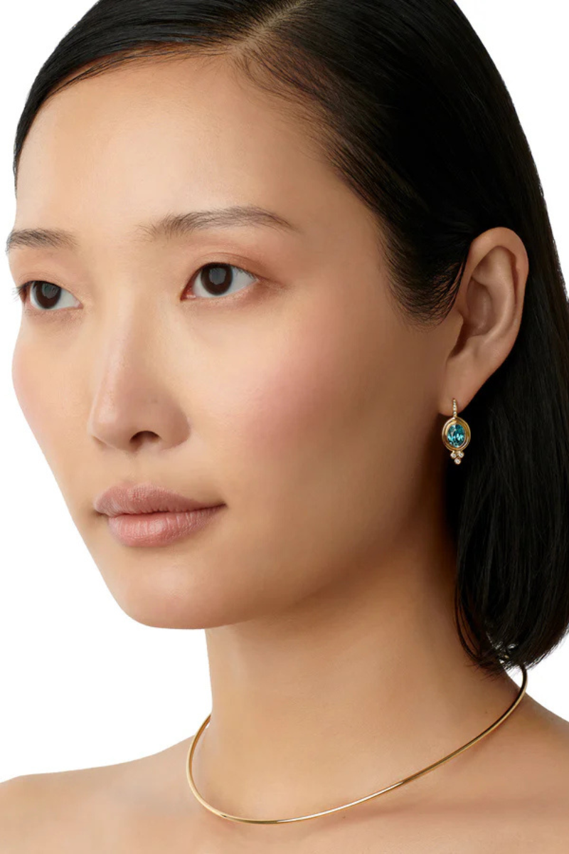 Aquamarine Classic Temple Earrings-Temple St. Clair-Boyds Philadelphia