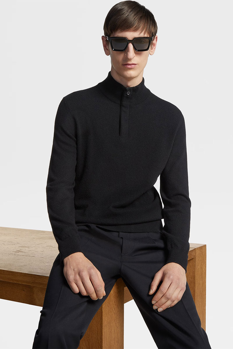 Oasi Cashmere Zip Mock Sweater-Zegna-Boyds Philadelphia