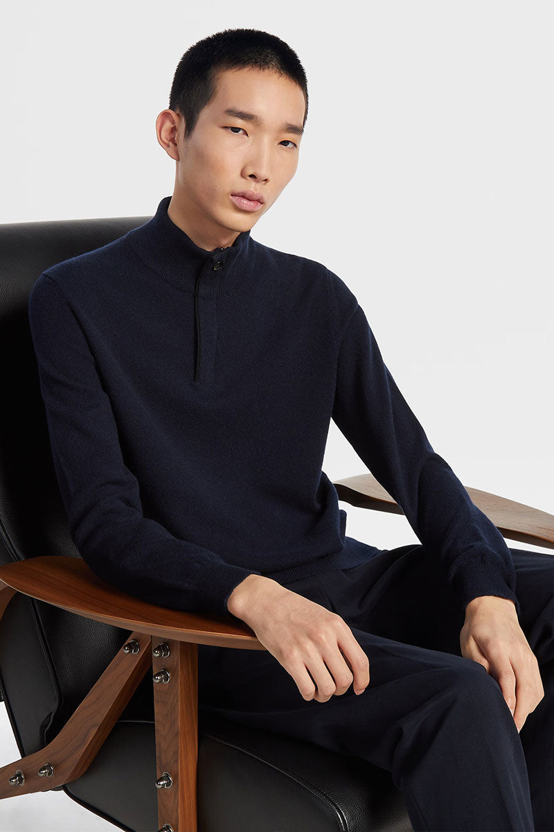 Oasi Cashmere Zip Mock Sweater-Zegna-Boyds Philadelphia