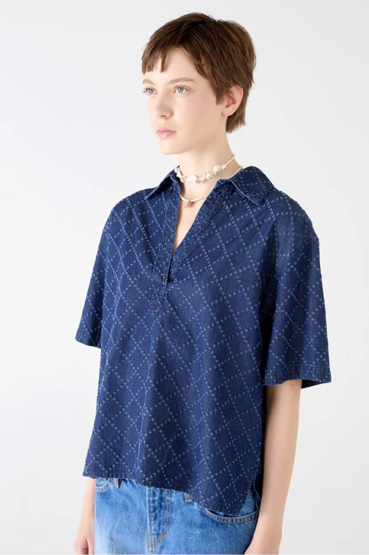Quilted Chambray Polo Shirt-Shaft-Boyds Philadelphia