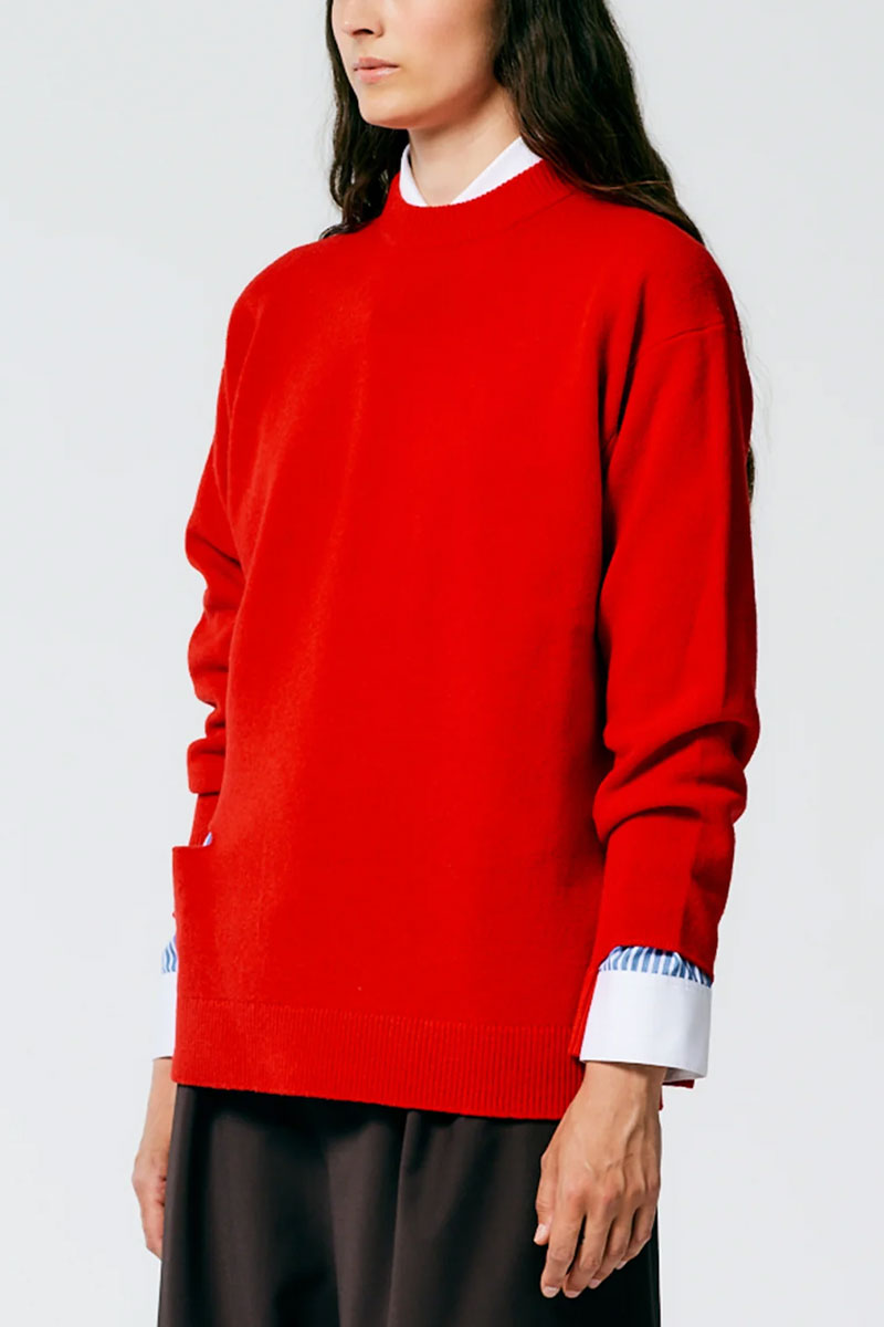 Soft Lambswool Crewneck Easy Pullover-Tibi-Boyds Philadelphia