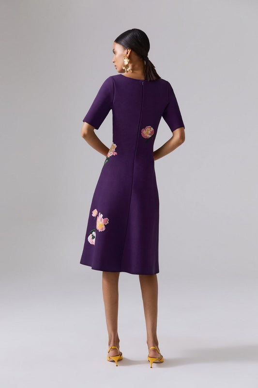 Floral Jacquard Boat-Neck Dress-Carolina Herrera-Boyds Philadelphia