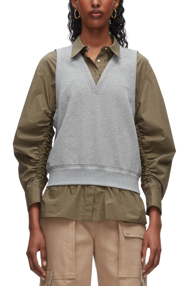Layered Vest Ruched Sleeve Shirt-3.1 Phillip Lim-Boyds Philadelphia