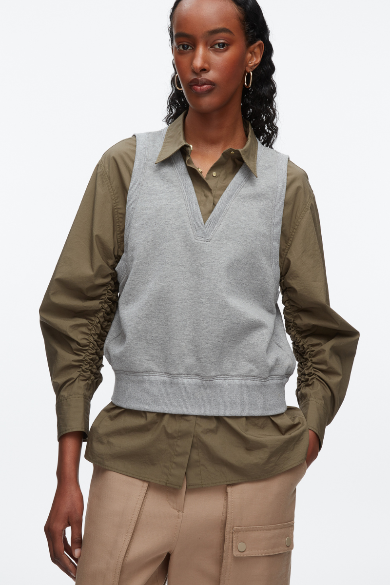 Layered Vest Ruched Sleeve Shirt-3.1 Phillip Lim-Boyds Philadelphia