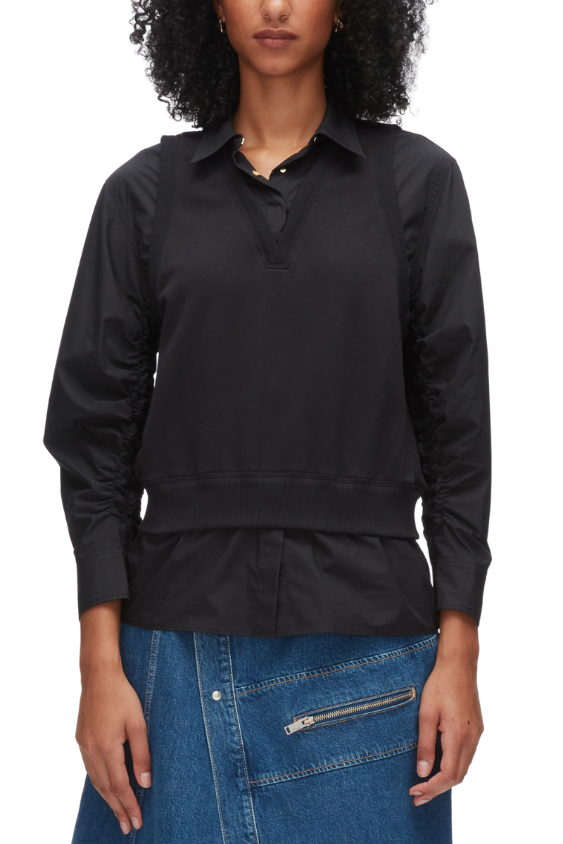 Layered Vest Ruched Sleeve Shirt-3.1 Phillip Lim-Boyds Philadelphia