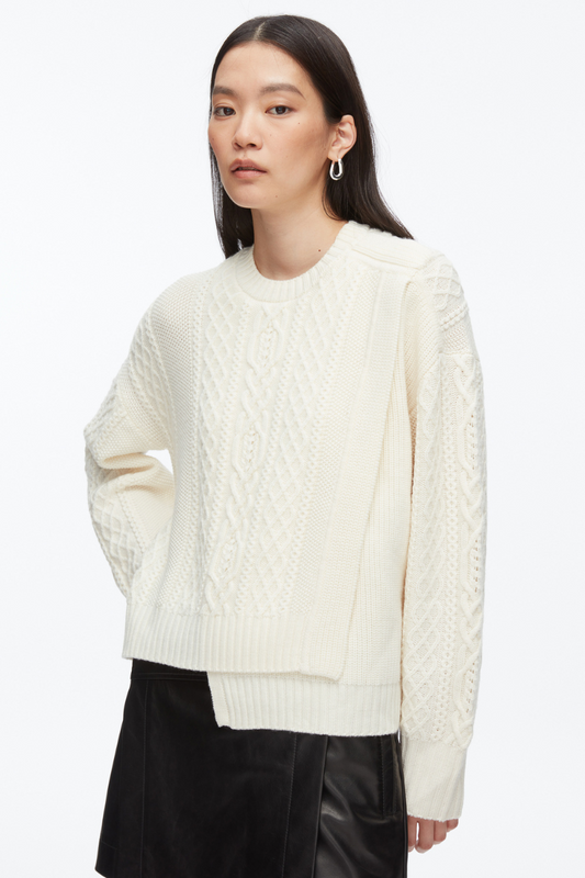 Cable Mix Double Layer Crewneck-3.1 Phillip Lim-Boyds Philadelphia