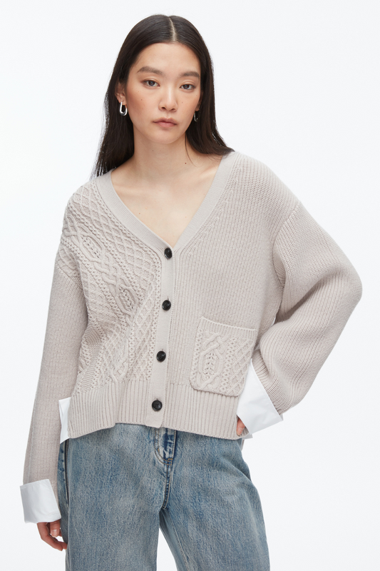 Cable Mix Boyfriend Cardigan-3.1 Phillip Lim-Boyds Philadelphia
