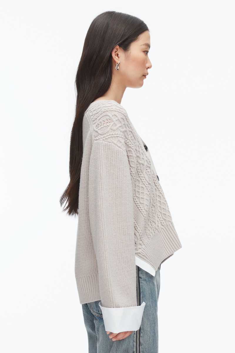 Cable Mix Boyfriend Cardigan-3.1 Phillip Lim-Boyds Philadelphia