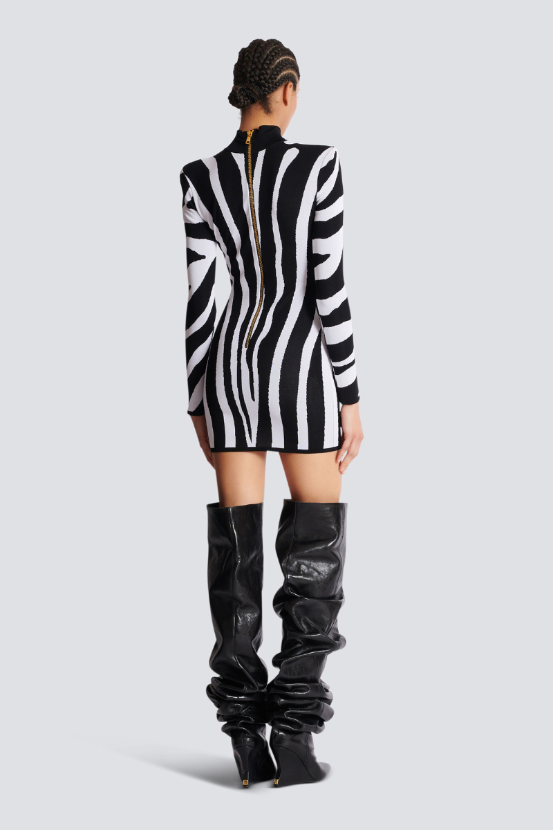 Zebra Intarsia Knit Dress