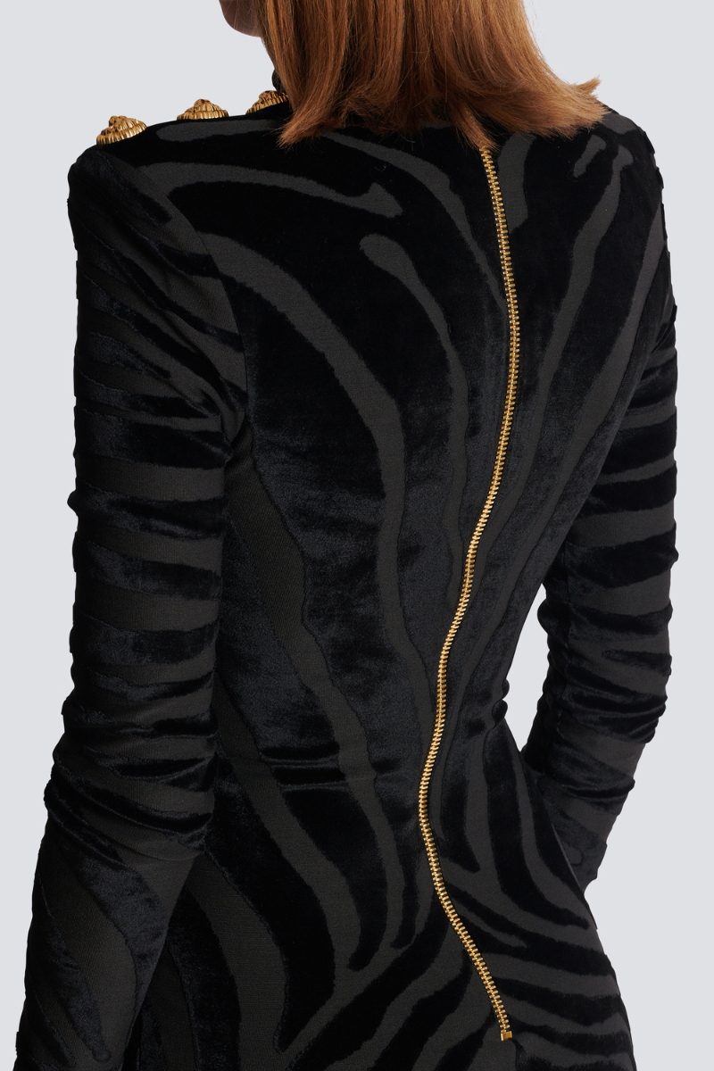 Zebra Print Velvet Dress