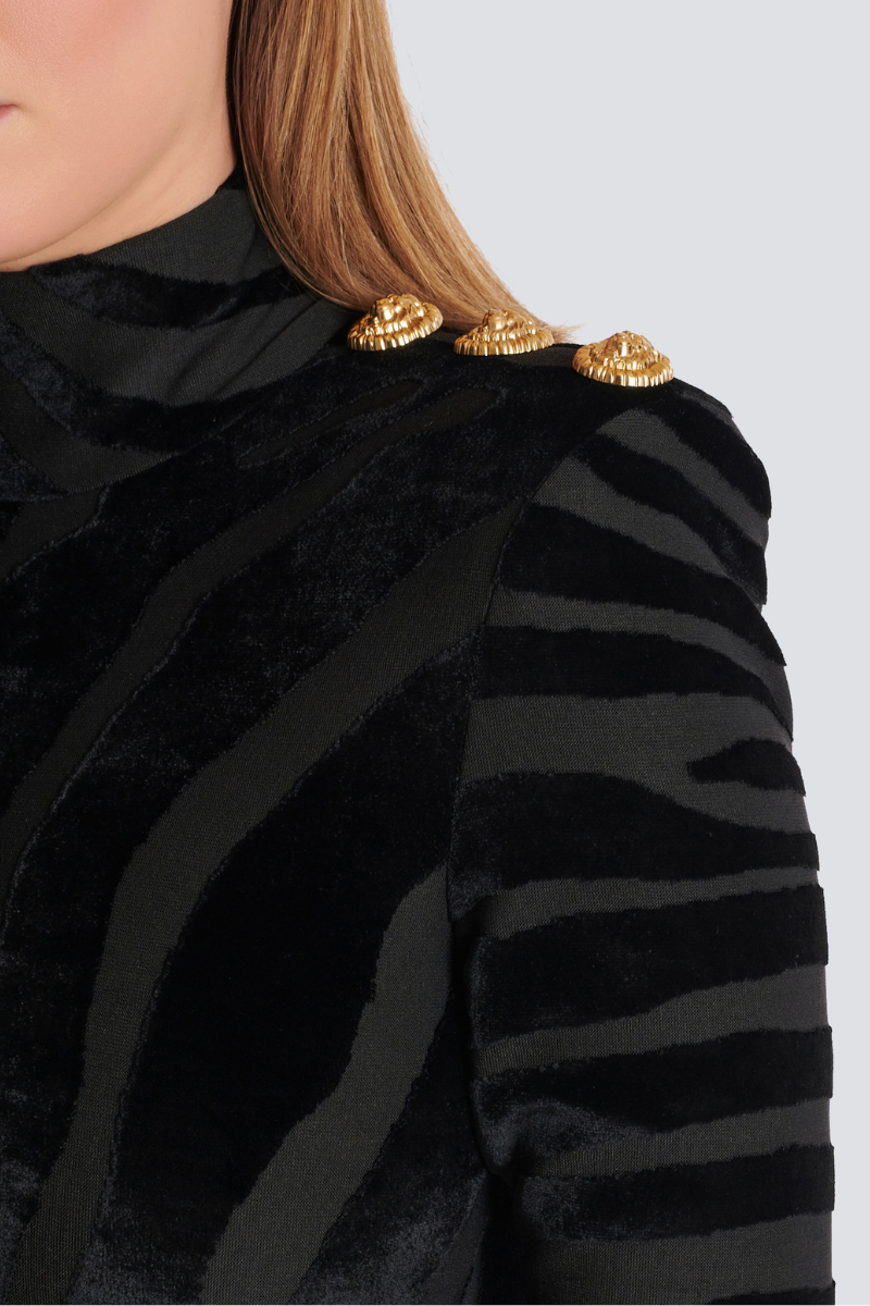Zebra Print Velvet Dress