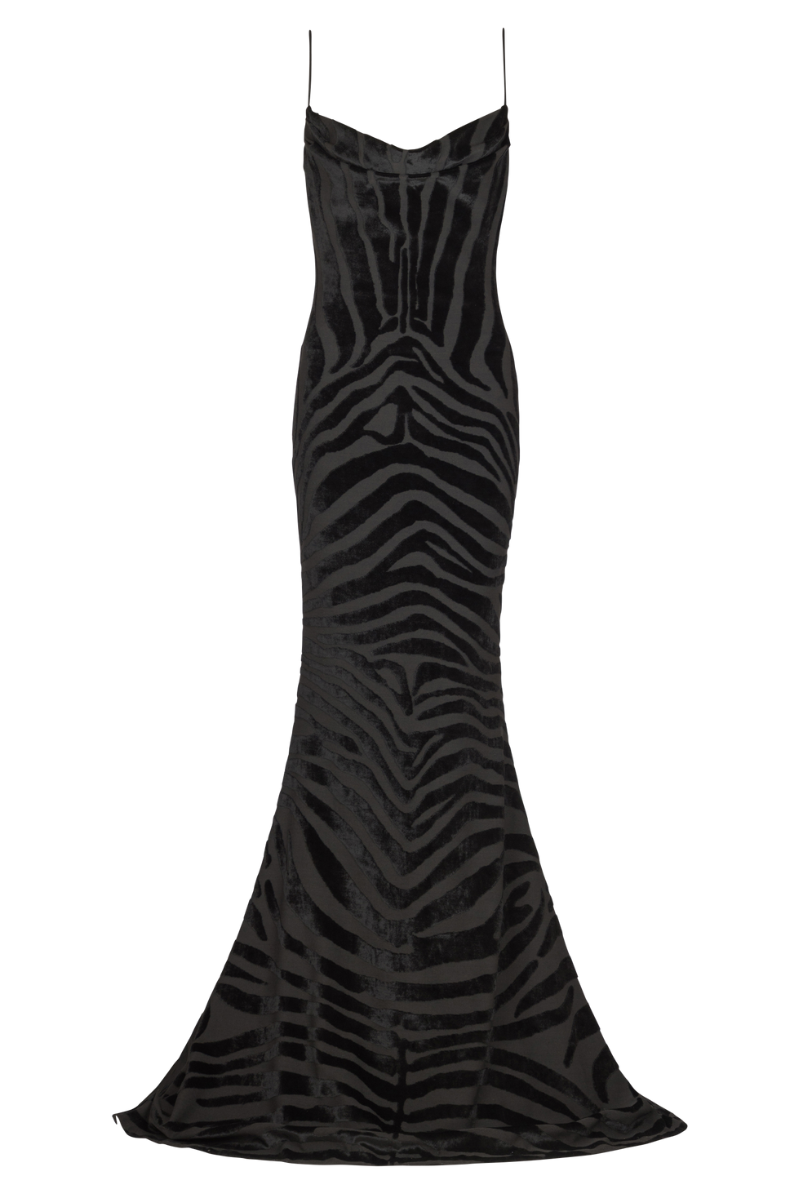 Velvet Zebra Long Dress-Balmain-Boyds Philadelphia