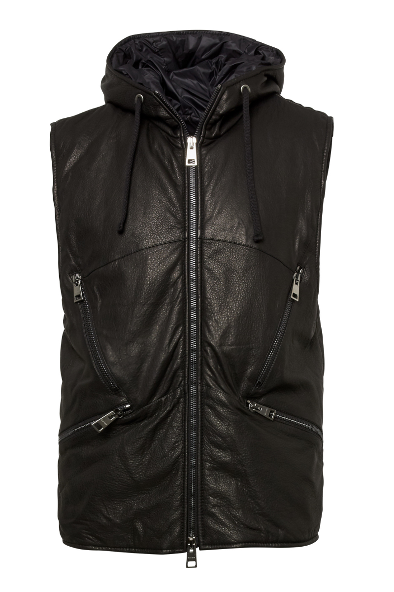 Hooded Leather Vest-Dacute-Boyds Philadelphia