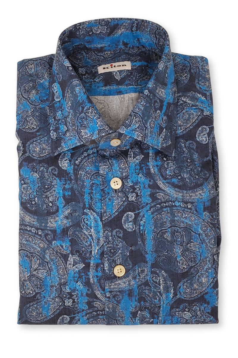 Blue Paisley Shirt by Kiton Blue Paisley Shirt by Kiton