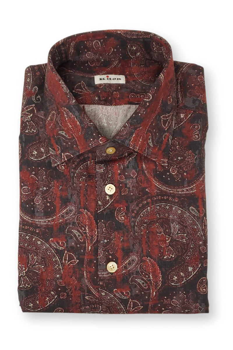 Dark Red Paisley Shirt-Kiton-Boyds Philadelphia