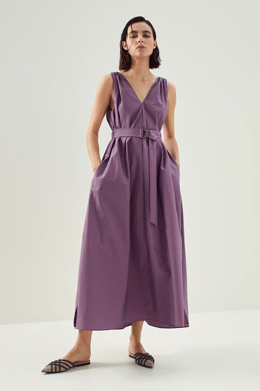 Techno Poplin Belted Dress-Brunello Cucinelli-Boyds Philadelphia