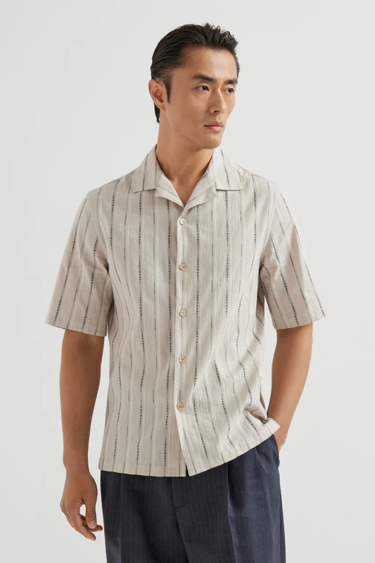 Jacquard Seersucker Shirt-Brunello Cucinelli-Boyds Philadelphia