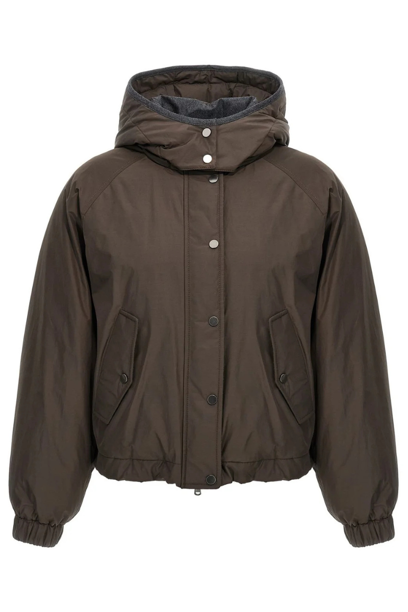 Techno Taffeta Cropped Down Jacket