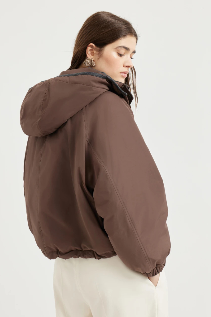 Techno Taffeta Cropped Down Jacket