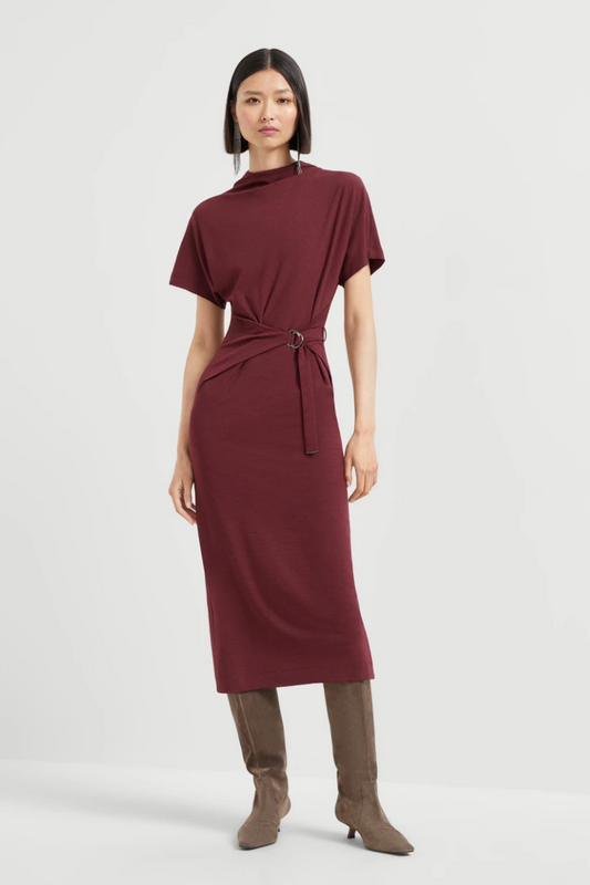 Techno Jersey Wrap Belt Dress-Brunello Cucinelli-Boyds Philadelphia