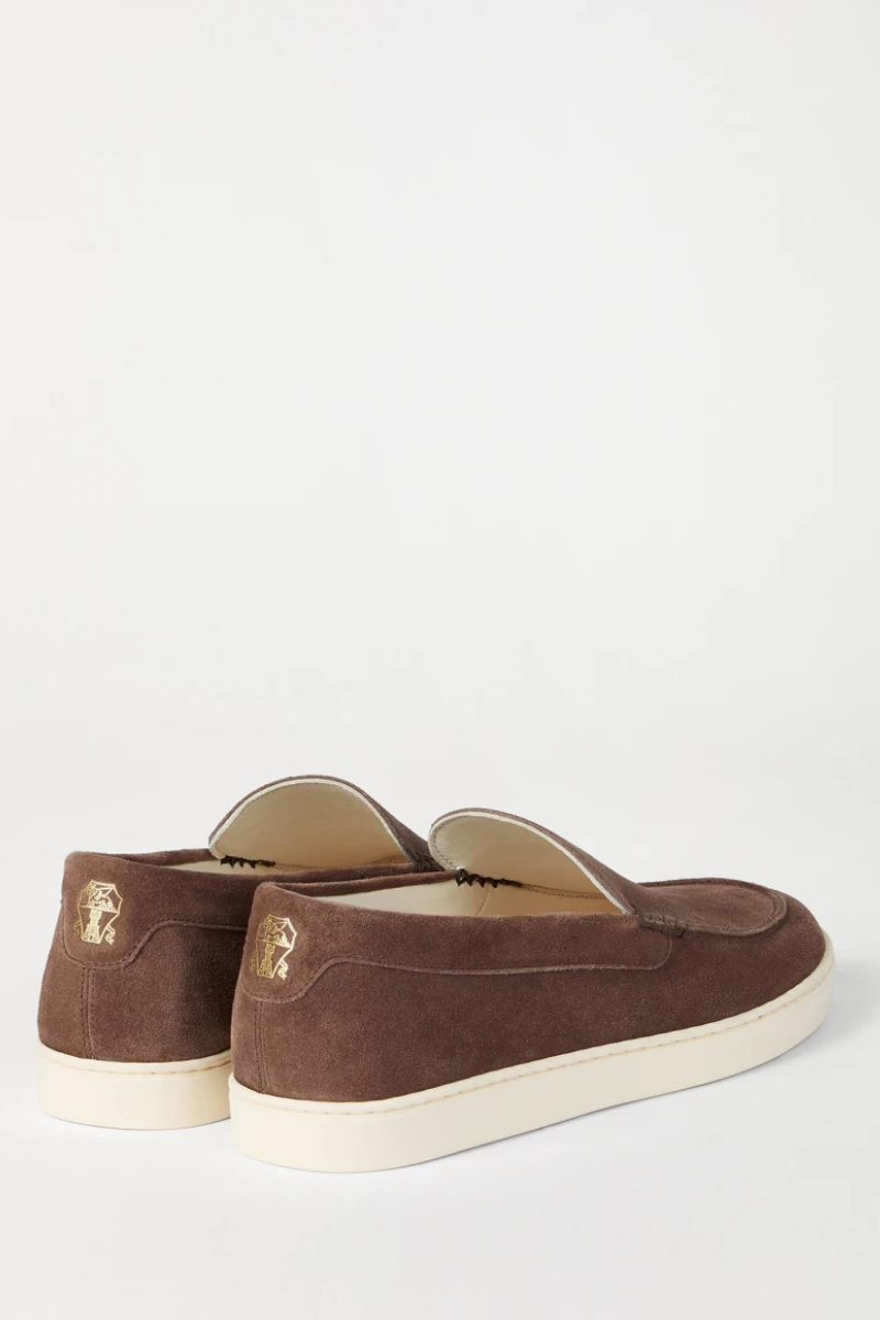 Chevron-Effect Suede Loafers-Brunello Cucinelli-Boyds Philadelphia