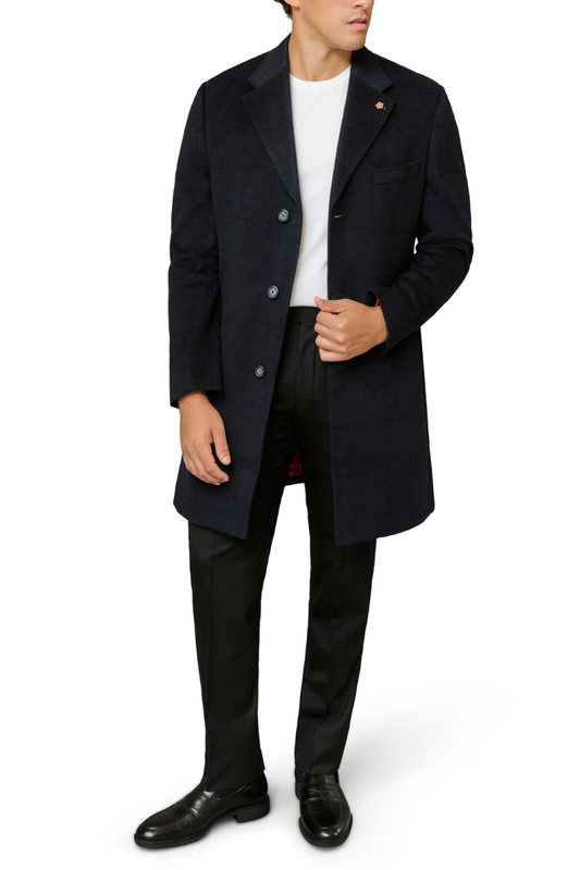 Navy Plaid Overcoat-Gerald-Boyds Philadelphia