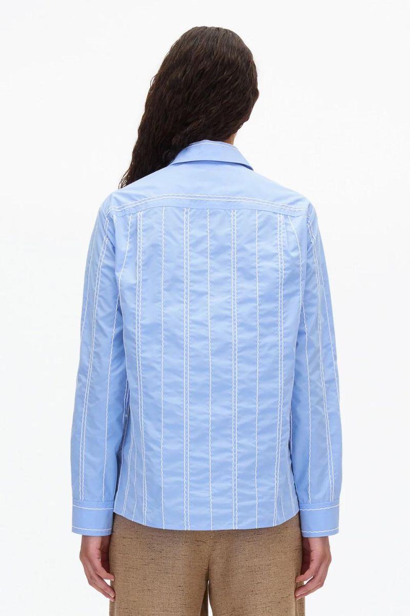 Poplin Shirt with Wave Embroidery-3.1 Phillip Lim-Boyds Philadelphia