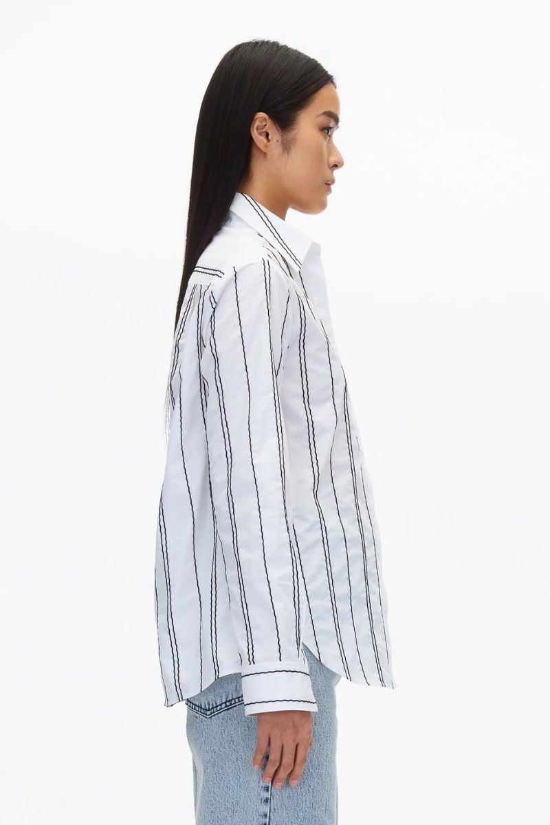 Poplin Shirt with Wave Embroidery-3.1 Phillip Lim-Boyds Philadelphia