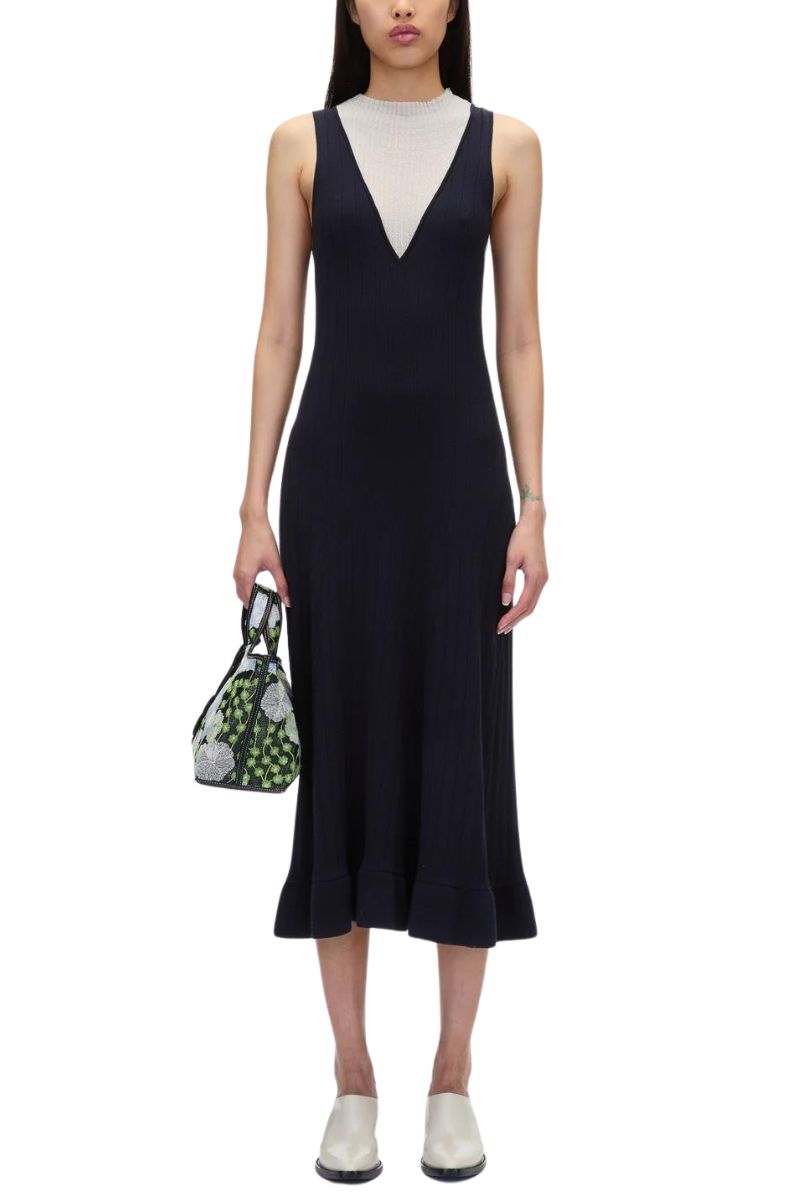 Fluid Rib Mockneck Midi Knit Dress - MIDNIGHT - 3.1 Phillip Lim Fluid Rib Mockneck Midi Knit Dress - MIDNIGHT - 3.1 Phillip Lim