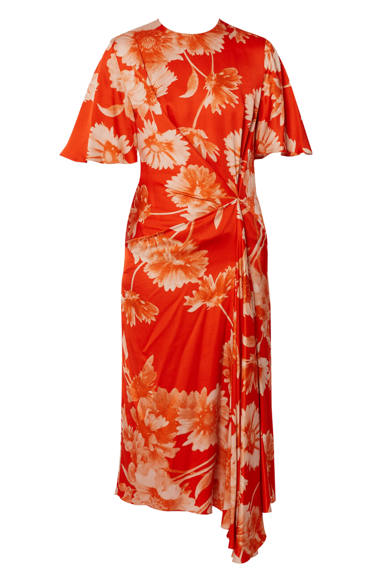 midi draped dresses Draped Midi Dress, RED / 6
