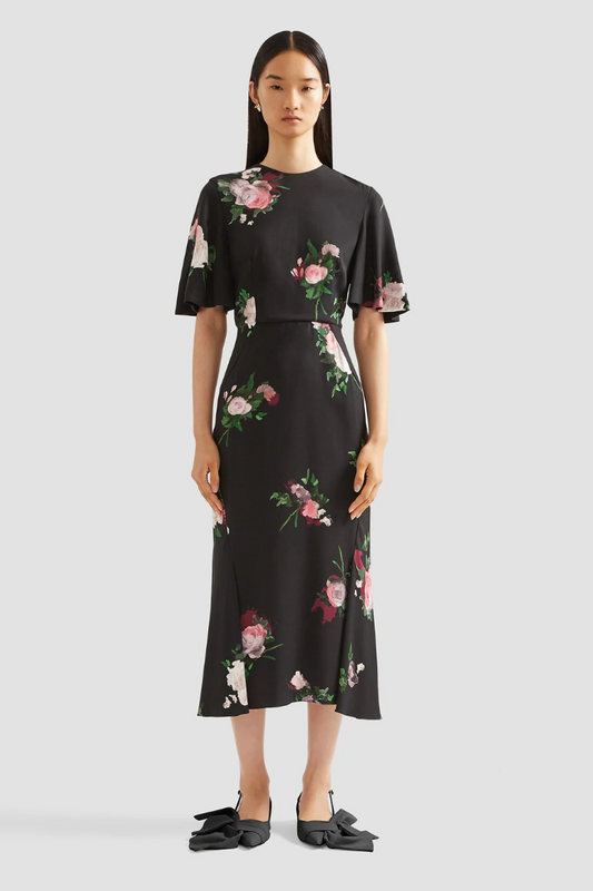 Flutter Sleeve Midi Dress-ERDEM-Boyds Philadelphia