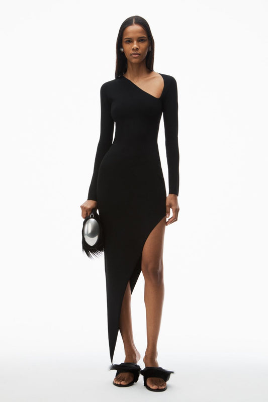 Asymmetric Long-sleeve Dress-Alexander Wang-Boyds Philadelphia